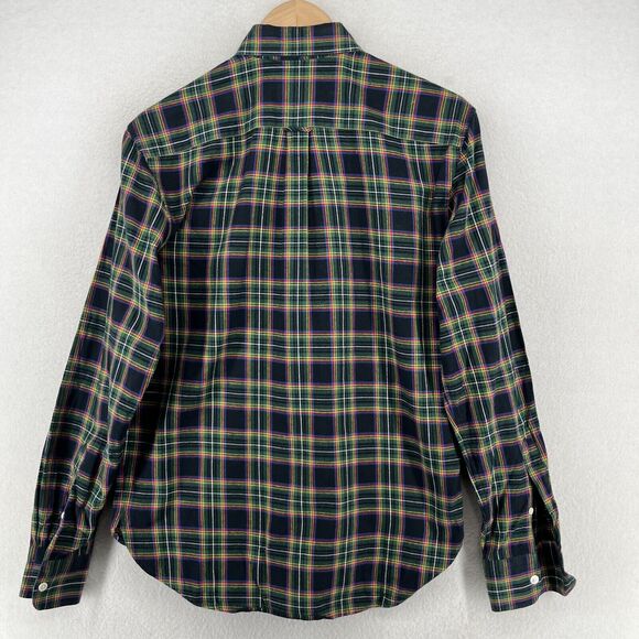 MAISON KITSUNE Shirt Mens 40 L Tartan Plaid Flannel Tricolor Fox Cotton Green - Picture 3 of 14